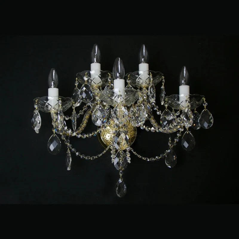 Casa Padrino Luxus Barock Kristall Wandleuchte Gold 53 x 28 x H. 41 cm - Prunkvolle Messing Wandleuchte mit böhmischem Kristallglas - Barock Möbel - Edel & Prunkvoll