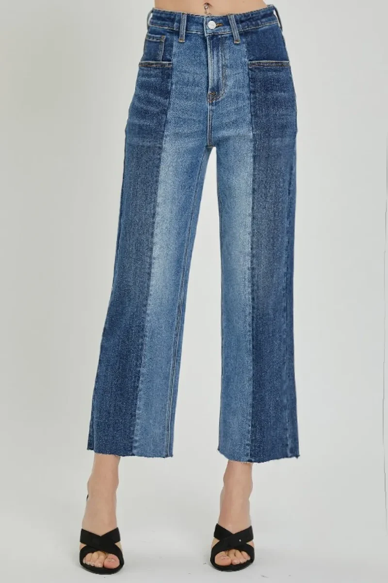 RISEN Full Size Mid-Rise Waist Two-Tones with Pockets