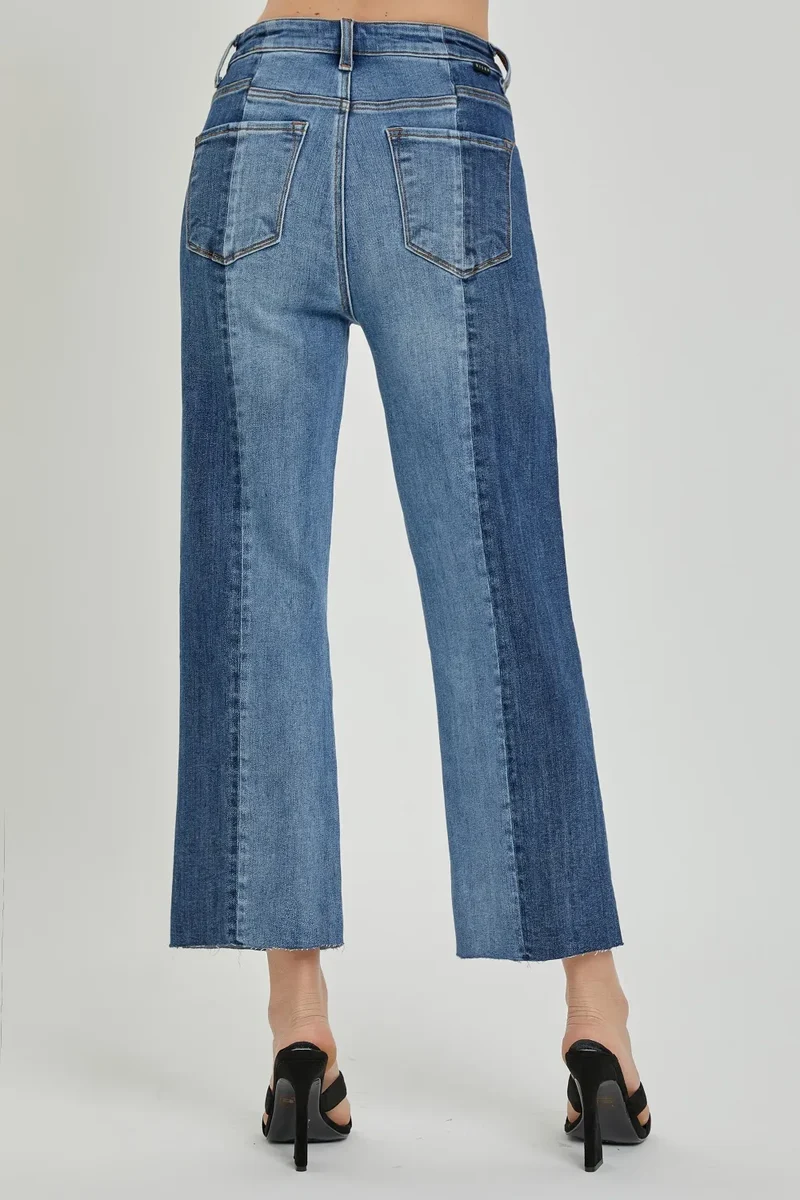 RISEN Full Size Mid-Rise Waist Two-Tones with Pockets