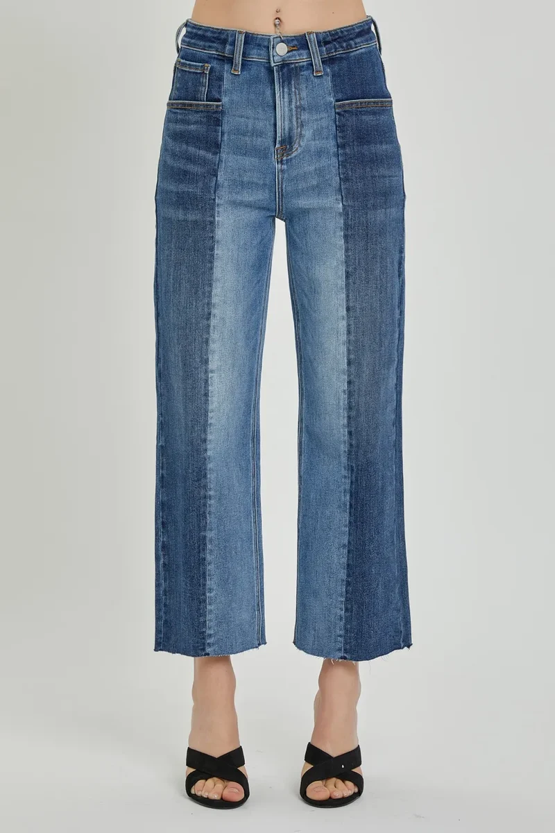 RISEN Full Size Mid-Rise Waist Two-Tones with Pockets