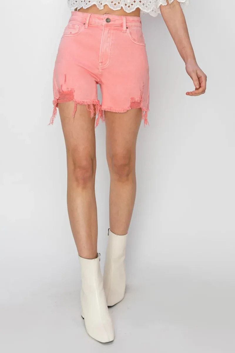 RISEN High Rise distressed denim shorts