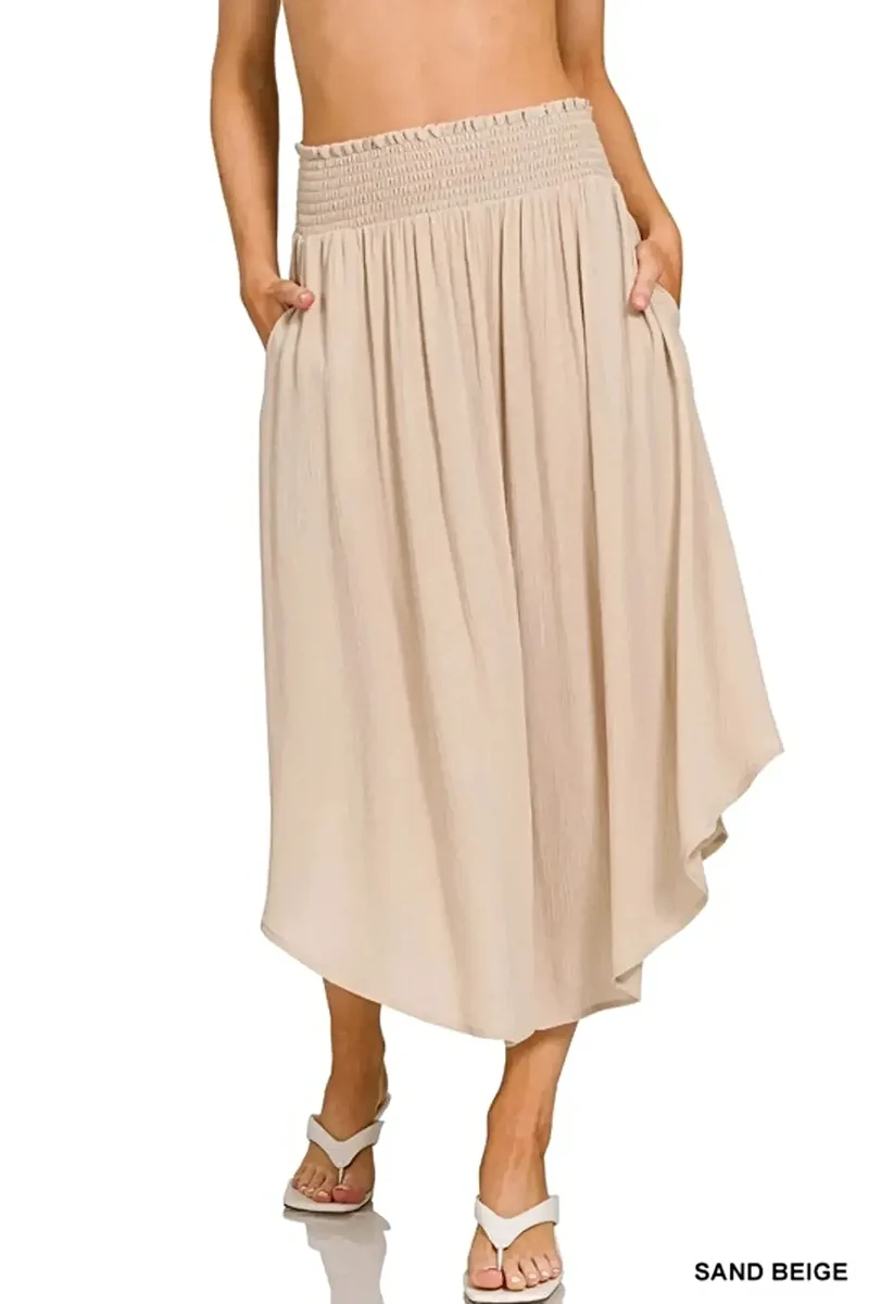 Zenana geweven maxi-rok met kreukels en gerimpelde taille en zakken