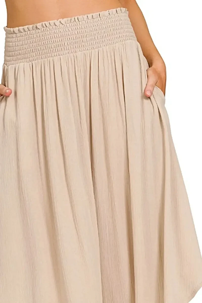 Zenana geweven maxi-rok met kreukels en gerimpelde taille en zakken