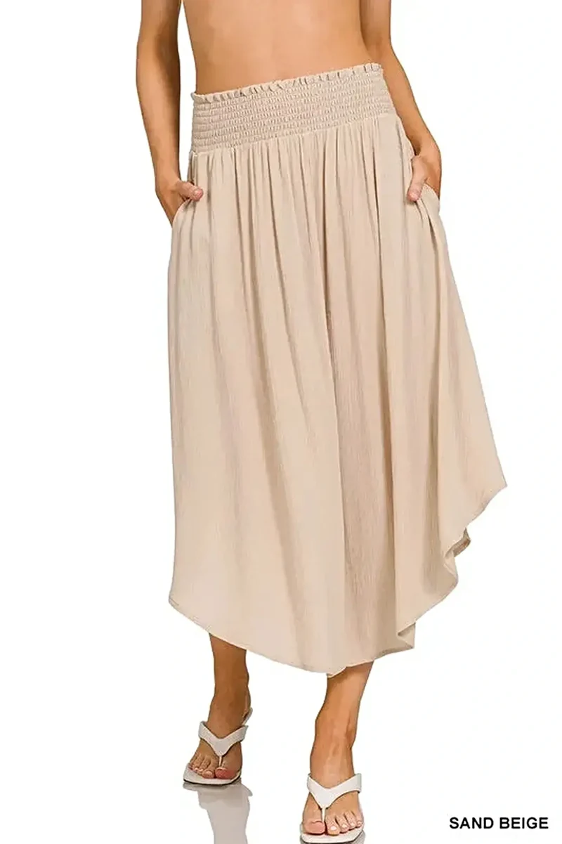 Zenana geweven maxi-rok met kreukels en gerimpelde taille en zakken