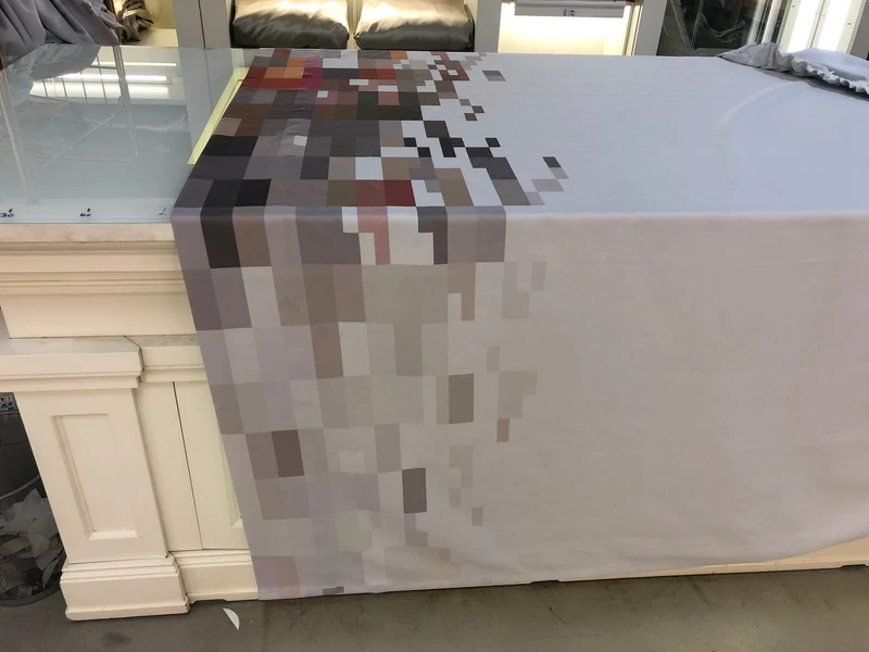 Gardine Grau 140x200 Kästenmuster Stoff Verdunkler Vorhang Gebraucht