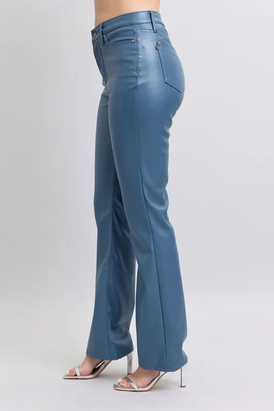 Judy Blue Full Size High Waist Bellow Corrigerende Bootcut Broek van imitatieleer in grote maten