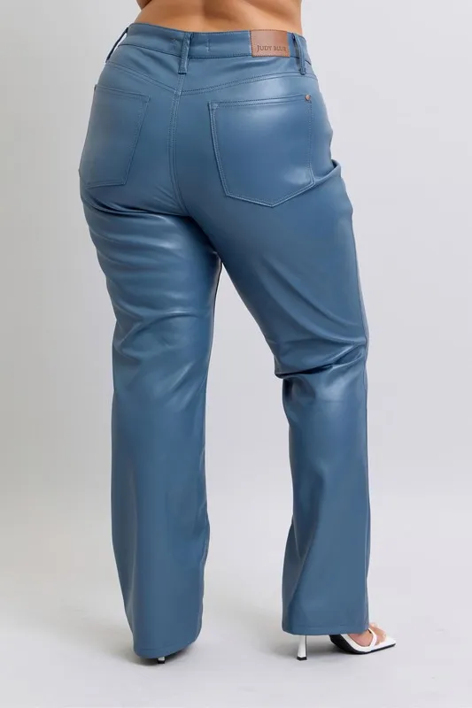 Judy Blue Full Size High Waist Bellow Corrigerende Bootcut Broek van imitatieleer in grote maten