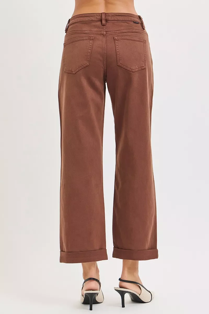 RISEN Full Size Tummy Control Mid Rise Ankle Barrel Baggy Plus Size