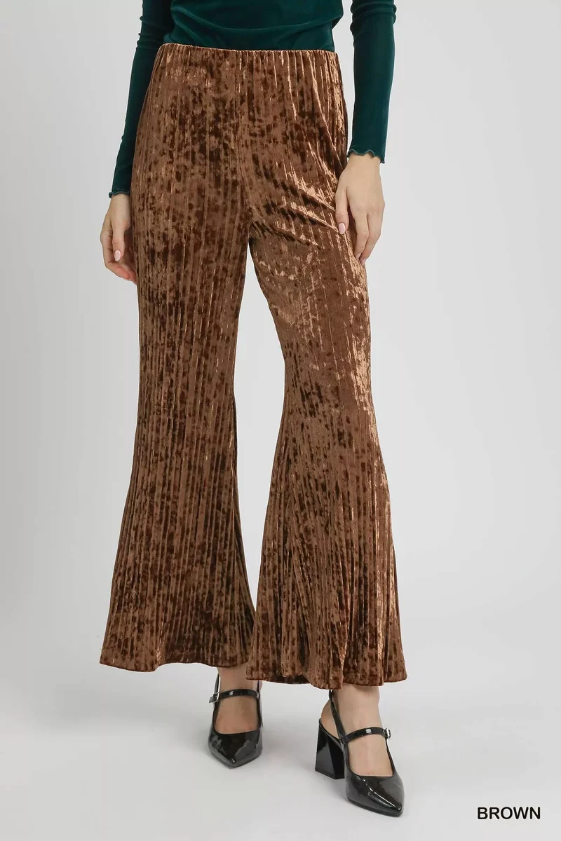 Umgee fluwelen geplooide broek met wijde pijpen