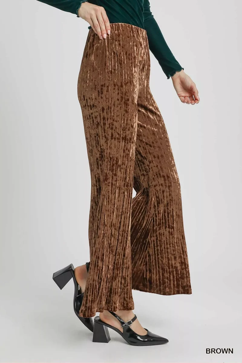 Umgee fluwelen geplooide broek met wijde pijpen