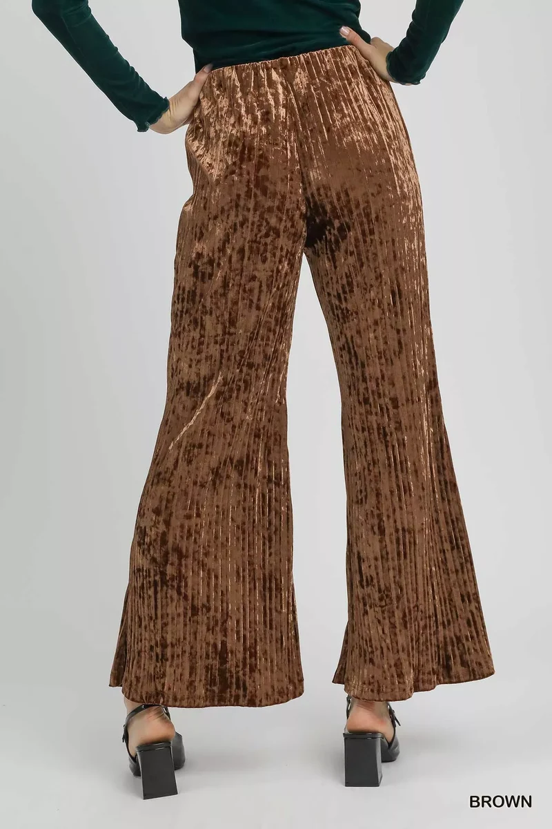 Umgee fluwelen geplooide broek met wijde pijpen