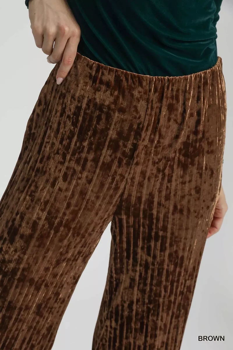 Umgee fluwelen geplooide broek met wijde pijpen