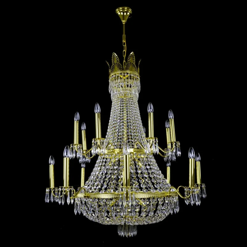 Casa Padrino Luxus Barock Kristall Kronleuchter Gold Ø 110 x H. 131 cm - Prunkvolle Messing Kronleuchter mit böhmischem Kristallglas - Barock Möbel - Edel & Prunkvoll