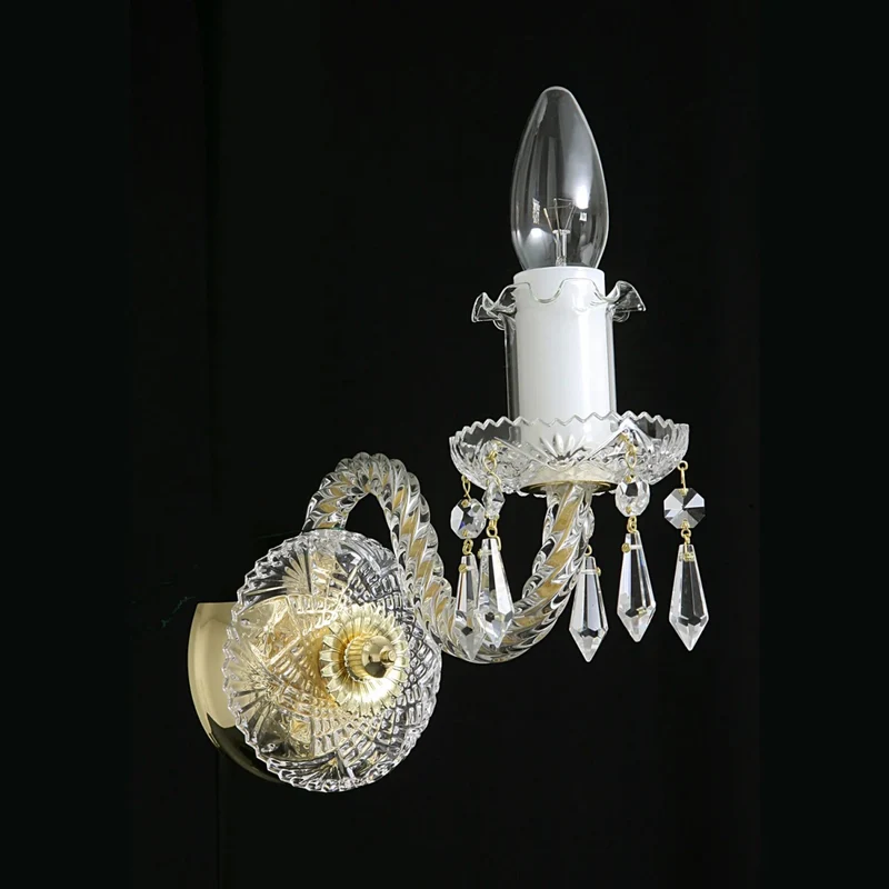 Casa Padrino Luxus Barock Kristall Wandleuchte Gold 10 x 18 x H. 20 cm - Prunkvolle Messing Wandleuchte mit böhmischem Kristallglas - Barock Möbel - Edel & Prunkvoll