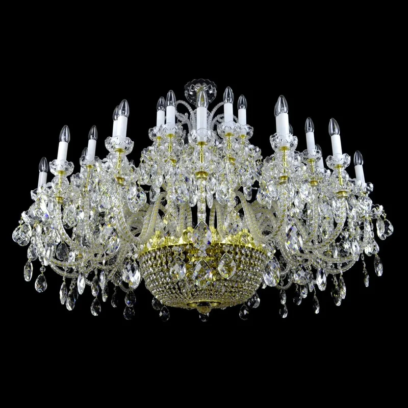 Casa Padrino Luxus Barock Kristall Kronleuchter Gold Ø 140 x H. 120 cm - Prunkvolle Messing Kronleuchter mit böhmischem Kristallglas - Barock Möbel - Edel & Prunkvoll