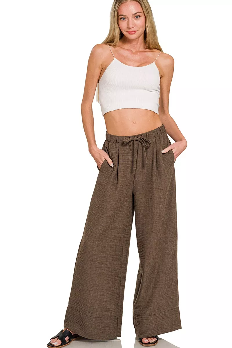 Zenana geweven Airflow broek met trekkoord