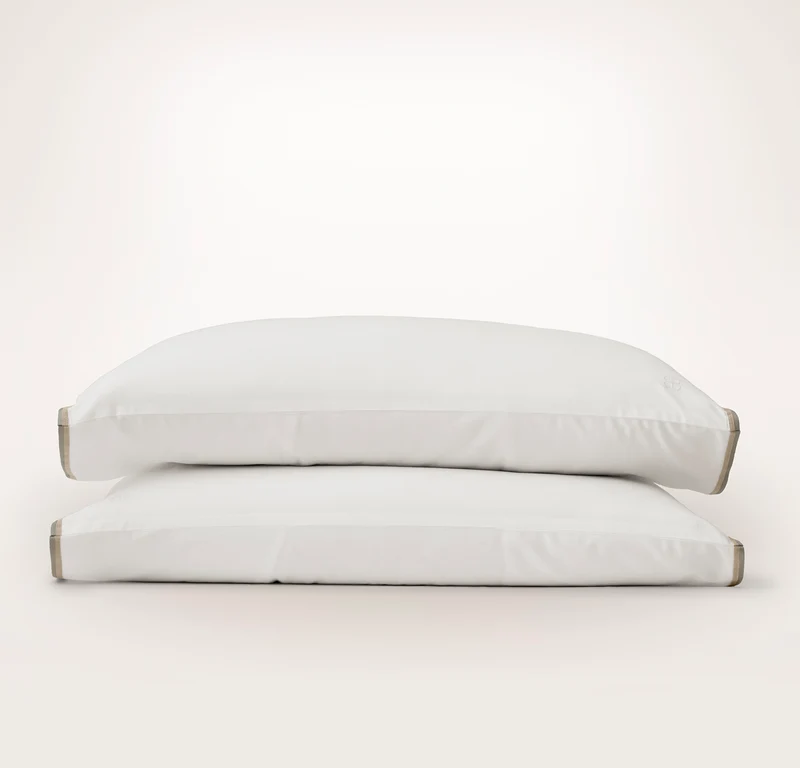 Percale Embellished Pillowcase Set - White/Pewter/Oak Trielle