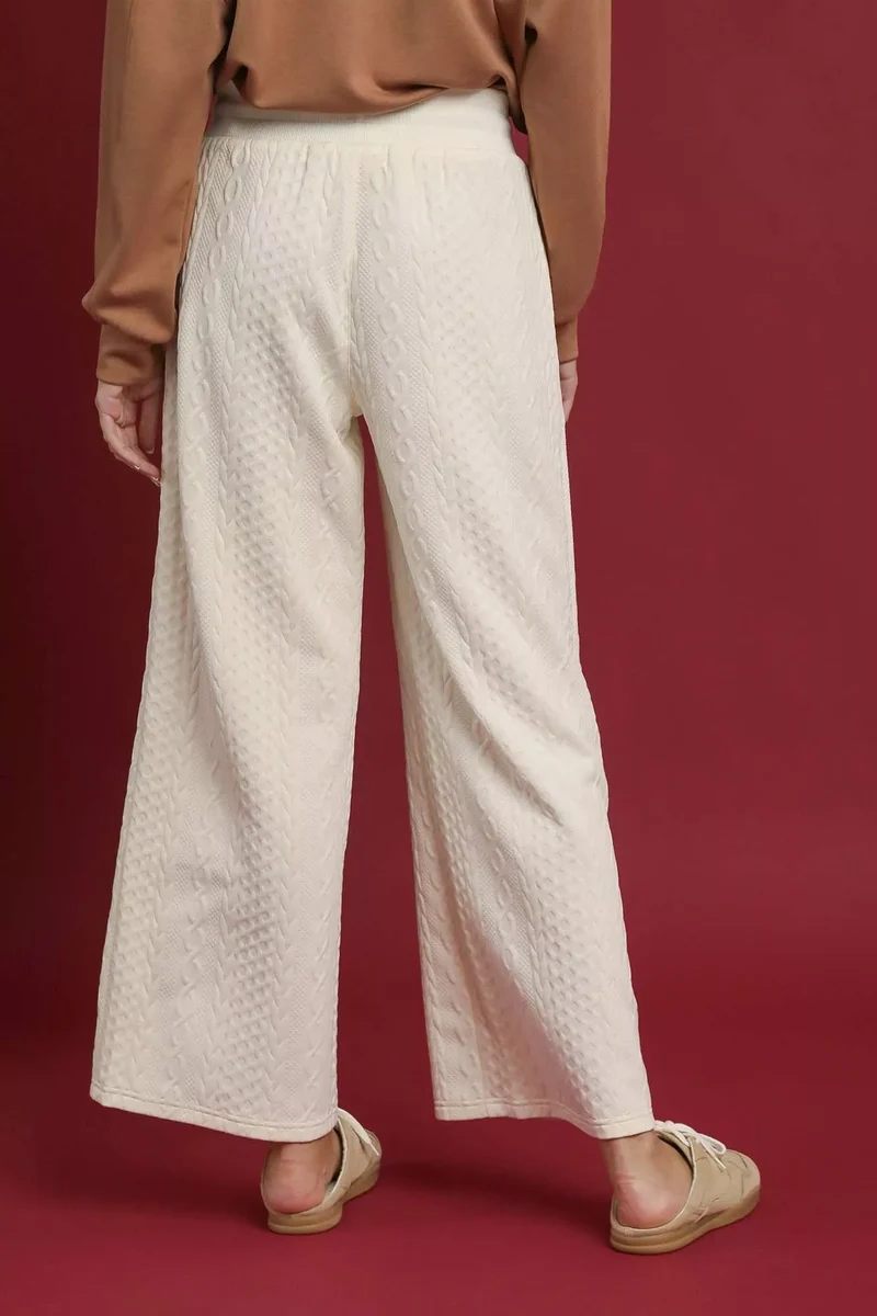 Umgee Kabelgebreide Broek met Wijde Pijpen