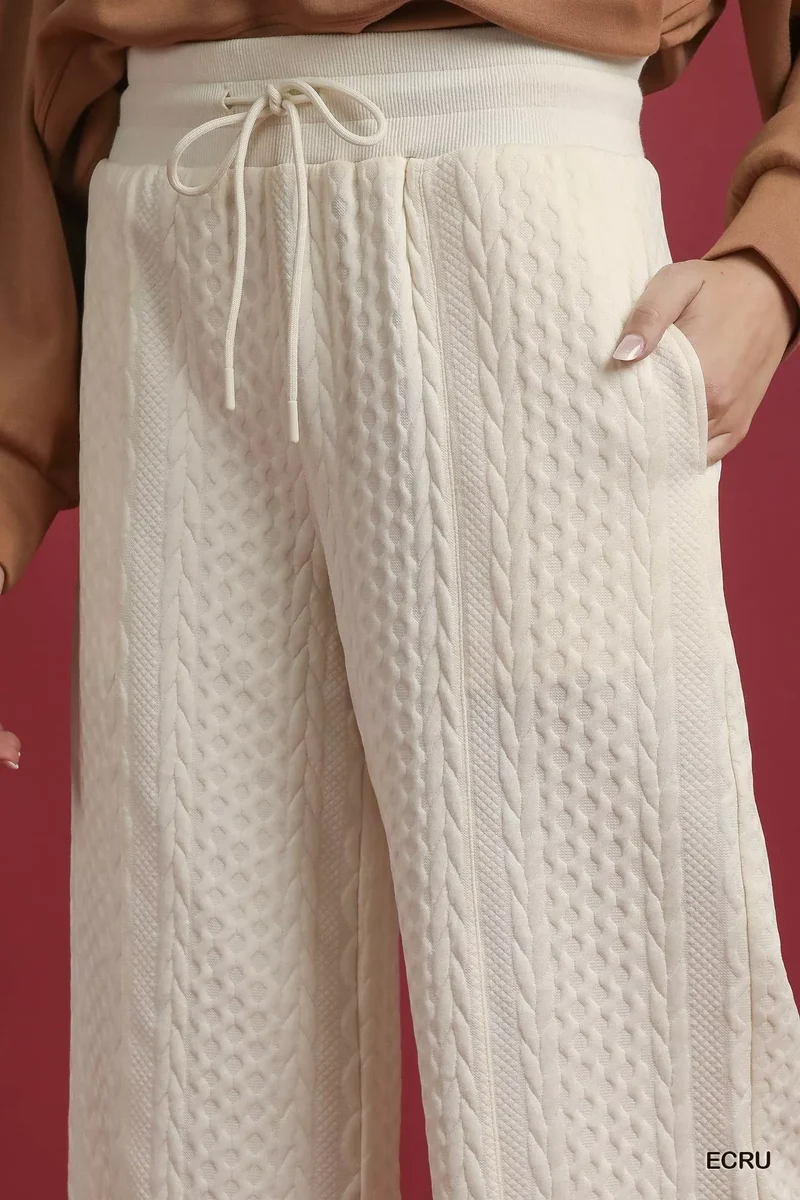 Umgee Kabelgebreide Broek met Wijde Pijpen