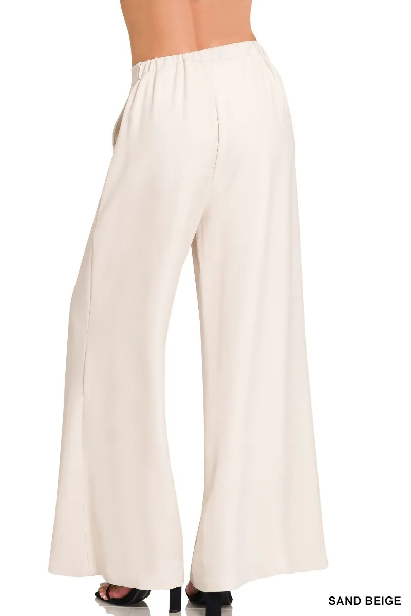 Zenana Relaxed Fit Broek met elastische taille en wijde pijpen