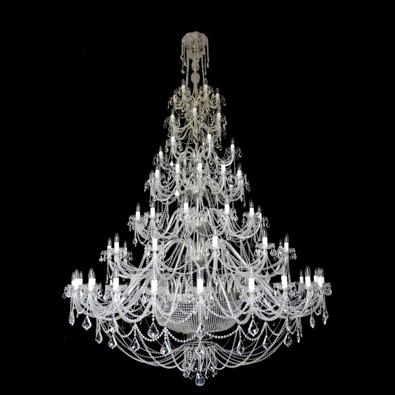 Casa Padrino Luxus Barock Kristall Kronleuchter Gold Ø 200 x H. 315 cm - Prunkvolle Messing Kronleuchter mit böhmischem Kristallglas - Barock Möbel - Edel & Prunkvoll