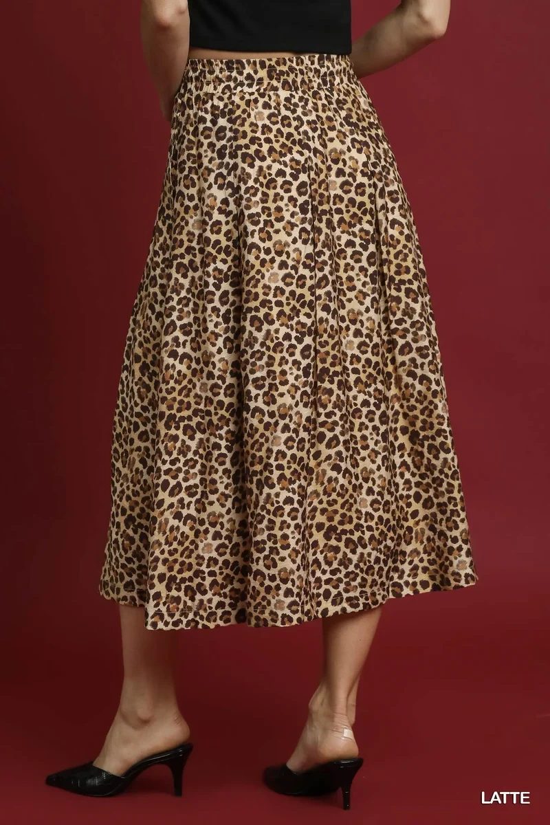 Umgee midi-rok met trekkoord en luipaardprint