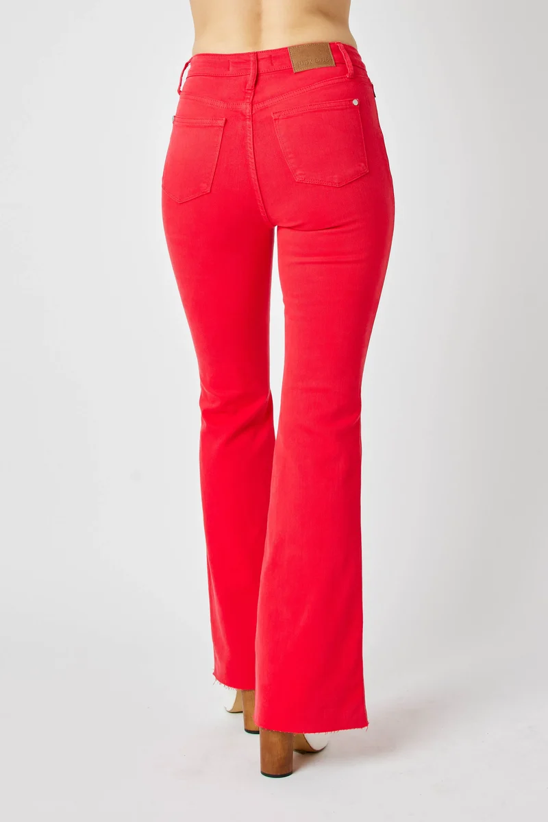 Judy Blue Full Size Hw Tummy Control Garment Dye Flare Jeans Plus Size