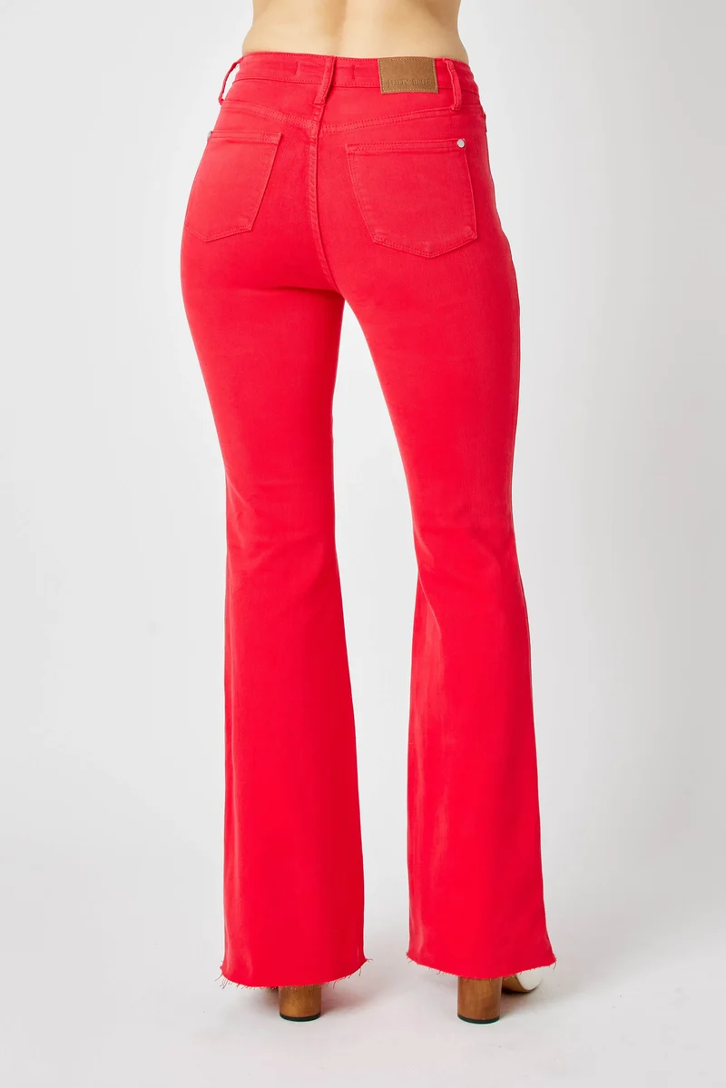 Judy Blue Full Size Hw Tummy Control Garment Dye Flare Jeans Plus Size