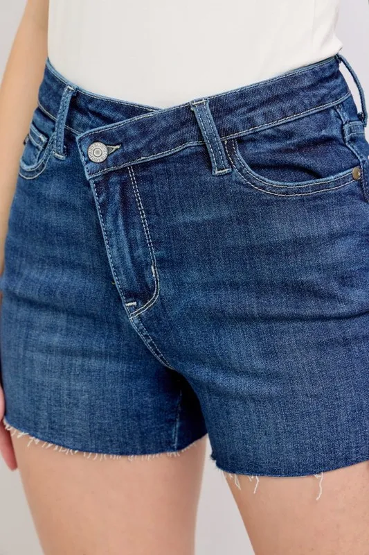 Judy Blue Full Size High Waist Criss-Cross Waistband Denim Shorts Plus Size