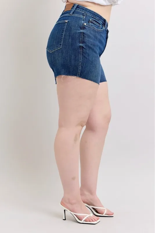Judy Blue Full Size High Waist Criss-Cross Waistband Denim Shorts Plus Size