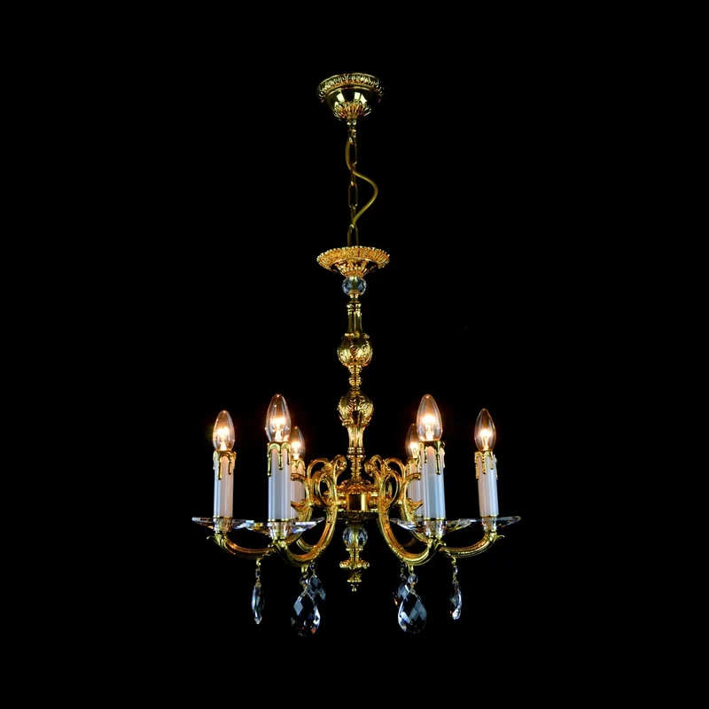 Casa Padrino Luxus Barock Kristall Kronleuchter Gold Ø 53 x H. 60 cm - Prunkvolle Messing Kronleuchter mit böhmischem Kristallglas - Barock Möbel - Edel & Prunkvoll