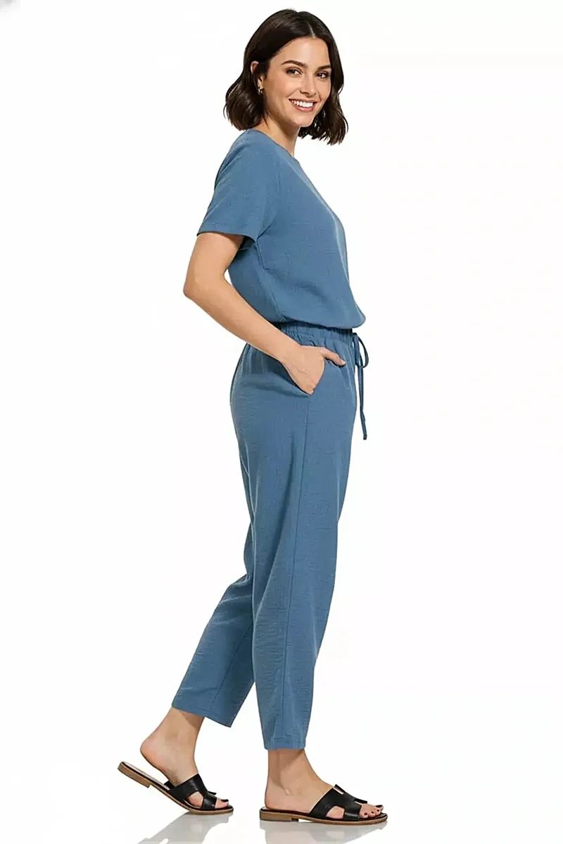 Zenana geweven crêpe broek met elastische tailleband