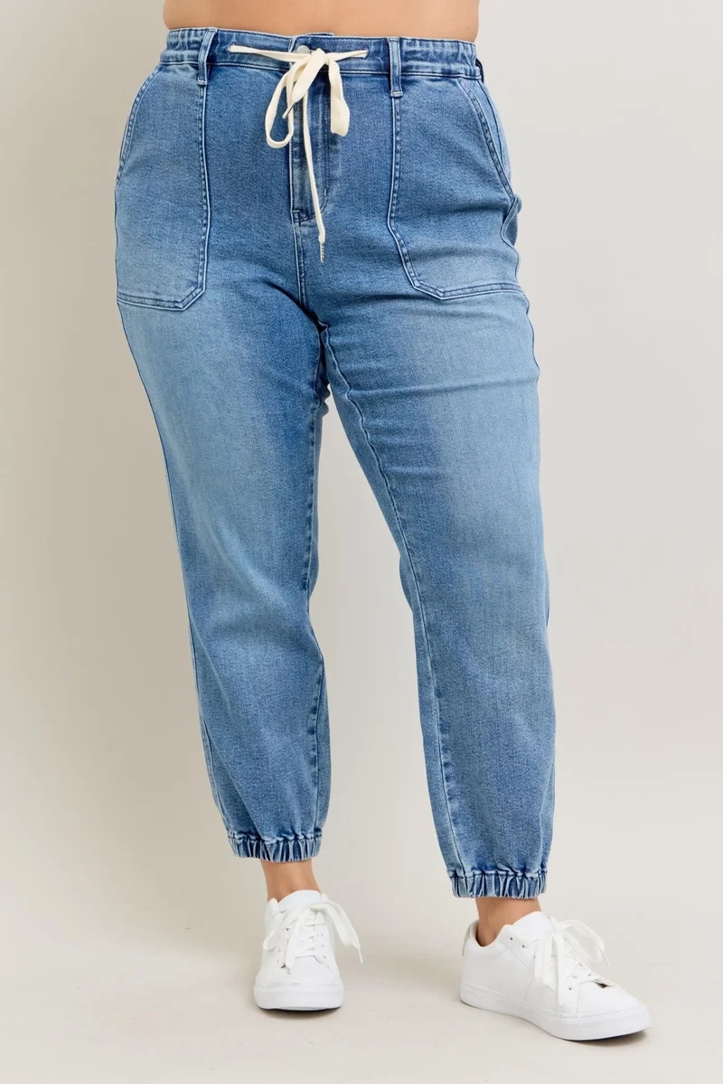 Judy Blue Full Size Hoge Taille Denim Joggingbroek Plus Size