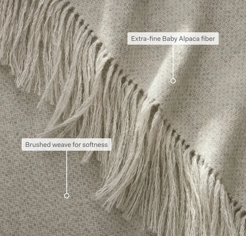 Alpaca Pin Check Oversized Throw Blanket - Ivory/Pewter