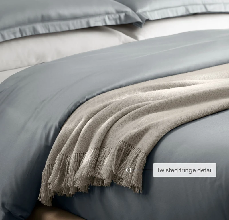 Alpaca Pin Check Oversized Throw Blanket - Ivory/Pewter