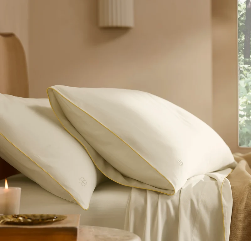 Signature Embellished Sheet Set - Cream/Buttercup Piped Edge