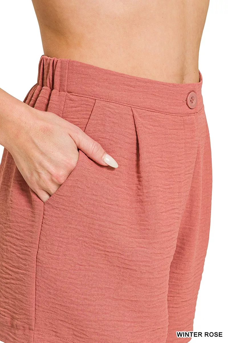 Zenana geweven shorts met ademende luchtstroom aan de achterkant en elastische tailleband