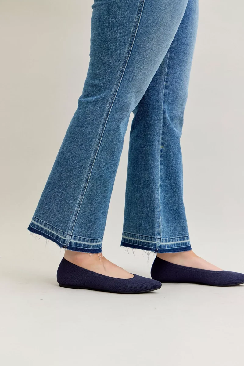 Judy Blue Full Size Mid Rise Slim Bootcut Tummy Control Release Hem Jeans Plus Size