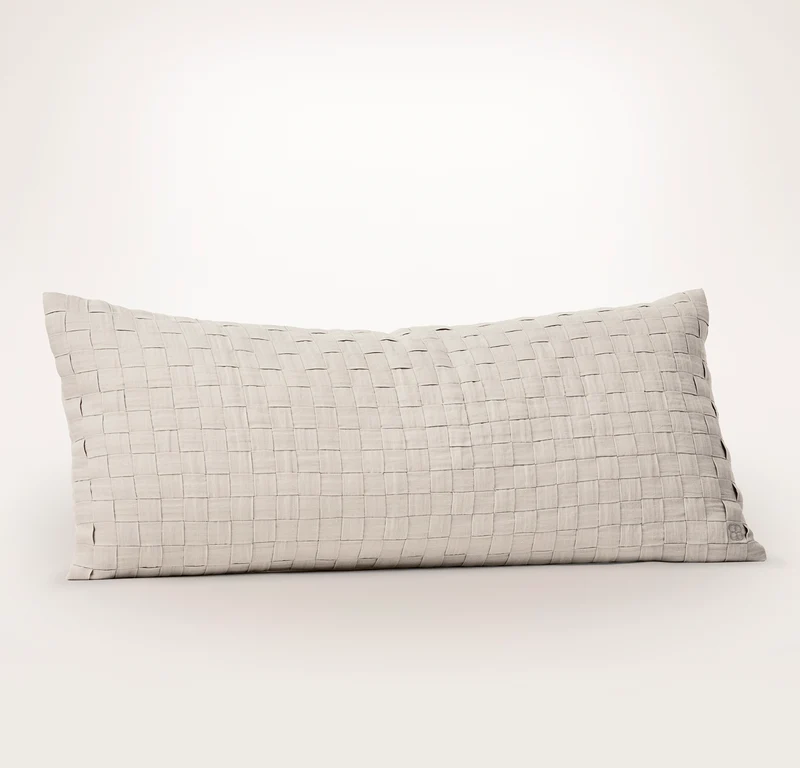 Linen Woven Icon Pillow Cover (Lumbar) - Melange Natural