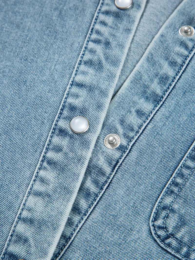 Mini-jurk van denim met geplooide manchetten en wijde pijpen