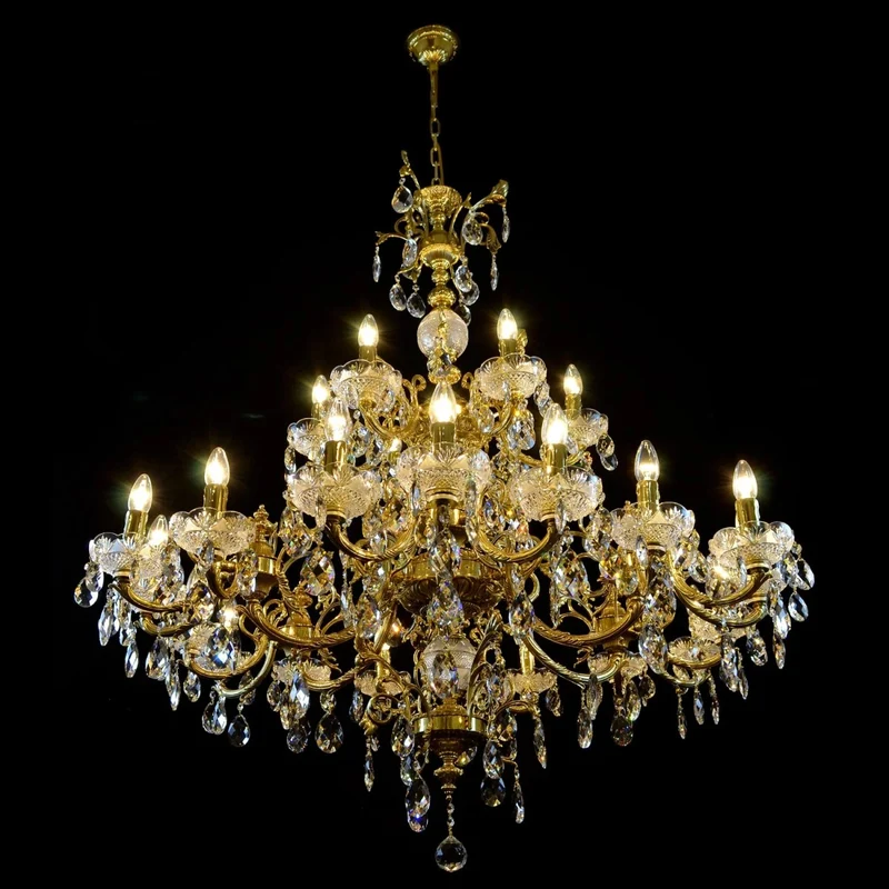 Casa Padrino Luxus Barock Kristall Kronleuchter Gold Ø 125 x H. 130 cm - Prunkvolle Messing Kronleuchter mit böhmischem Kristallglas - Barock Möbel - Edel & Prunkvoll