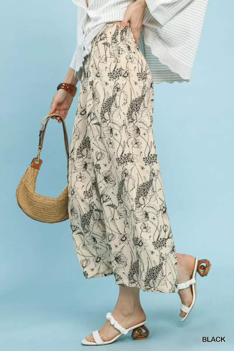 Umgee broek met tweekleurige bloemenprint