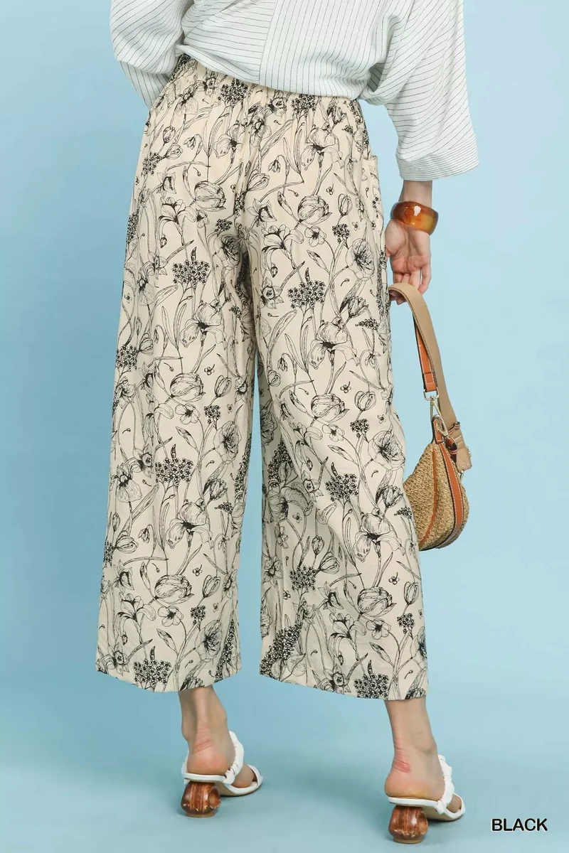 Umgee broek met tweekleurige bloemenprint