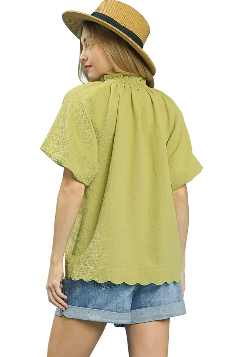 Elegante blouse met geschulpte zoom in een gestructureerde stof - 100% polyester, flatterende pasvorm