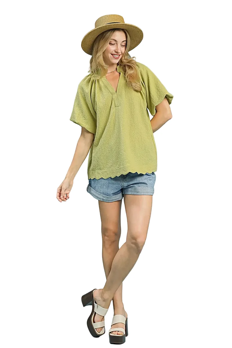 Elegante blouse met geschulpte zoom in een gestructureerde stof - 100% polyester, flatterende pasvorm