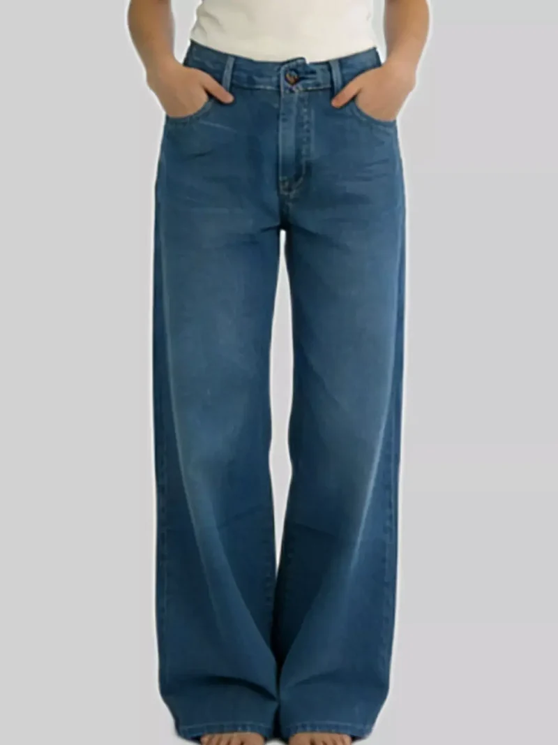 Stijlvolle jeans met wijde pijpen en zakken - Klassieke mix van 85% katoen voor een moeiteloos chique look.