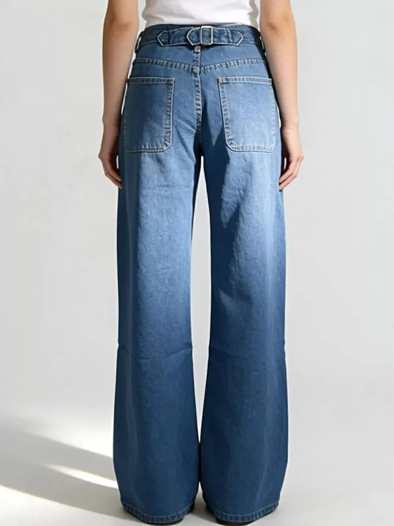 Stijlvolle jeans met wijde pijpen en zakken - Klassieke mix van 85% katoen voor een moeiteloos chique look.