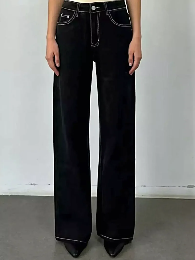 Stijlvolle jeans met wijde pijpen en zakken - Klassieke mix van 85% katoen voor een moeiteloos chique look.