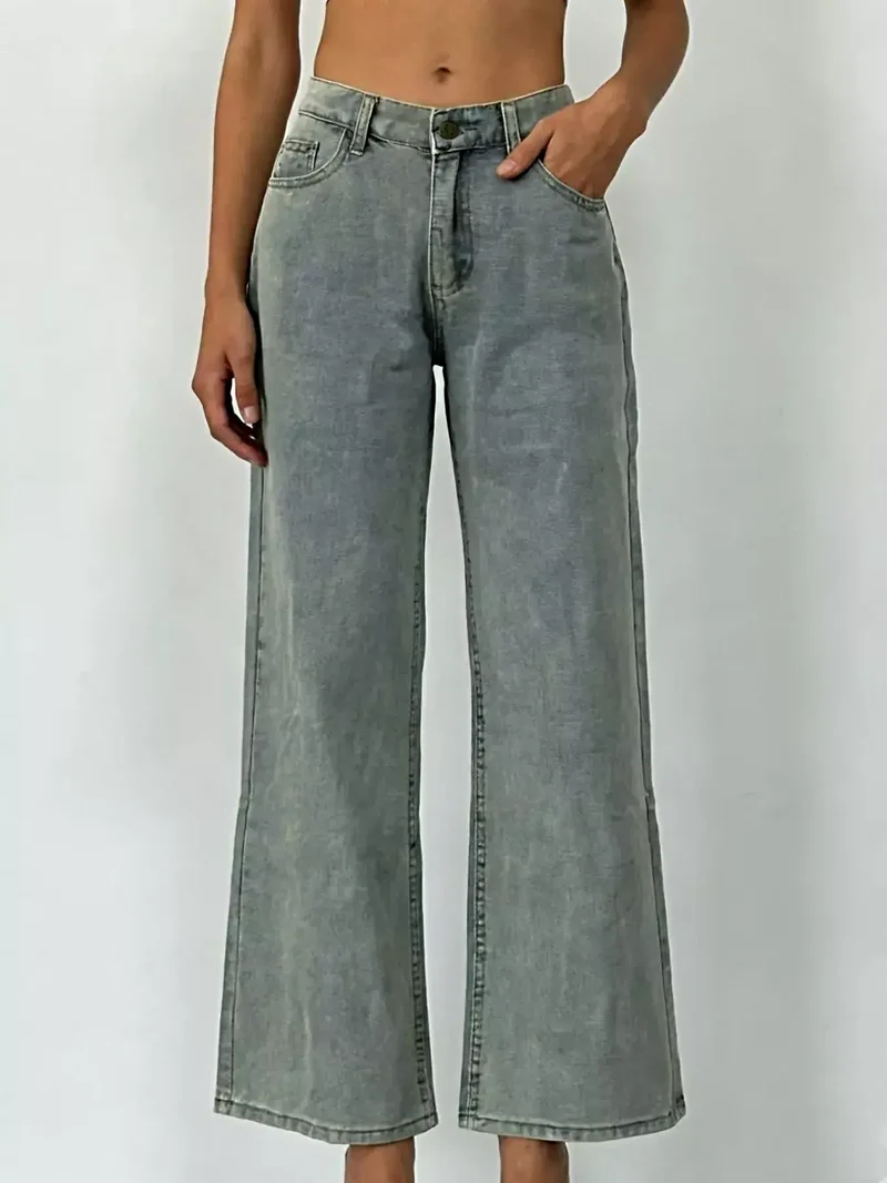 Stijlvolle jeans met wijde pijpen en zakken - Klassieke mix van 85% katoen voor een moeiteloos chique look.