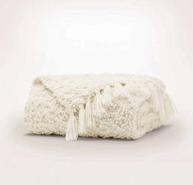 Cozy Boucle Throw Blanket - Cream